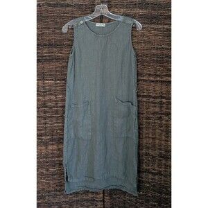 Terzo Millennio 100% Linen Sleeveless Midi Tank Dress XS Lagenlook Minimalist